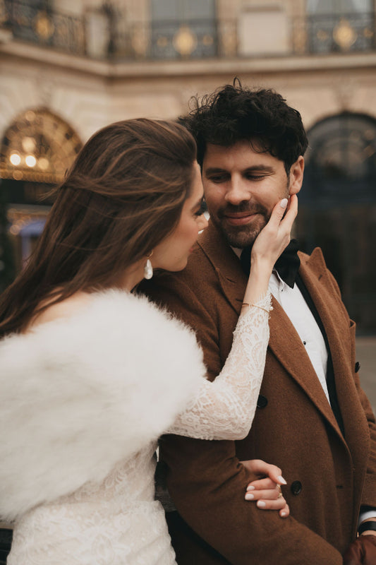 Mont Blanc Feather Bridal Winter Shawl