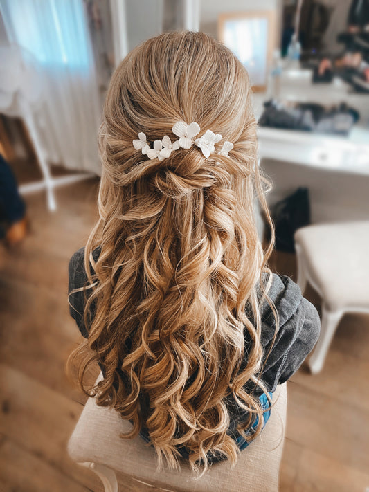 Adelaide Clay Flower Hair Pins