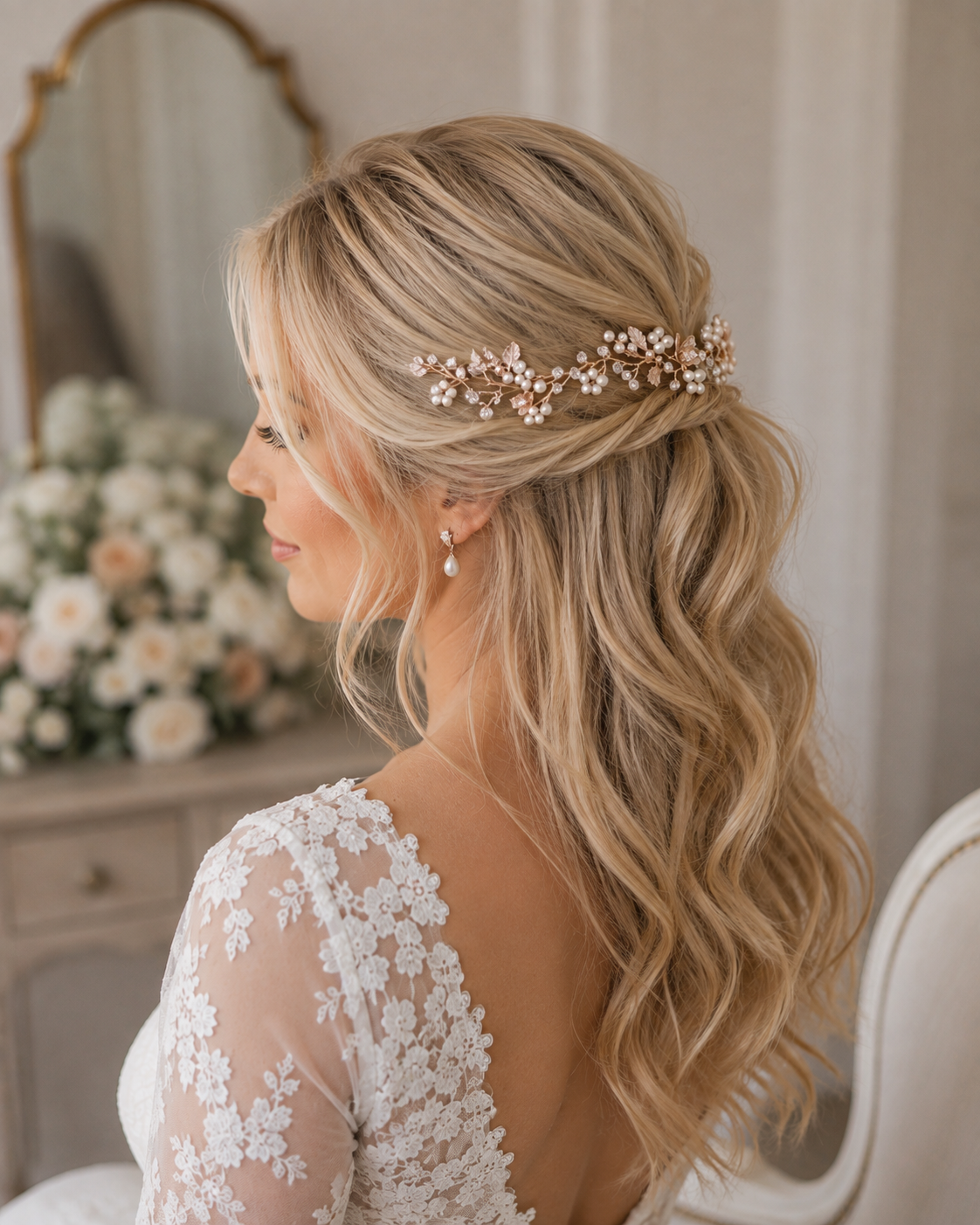 Alba Gold Wedding Hair Vine