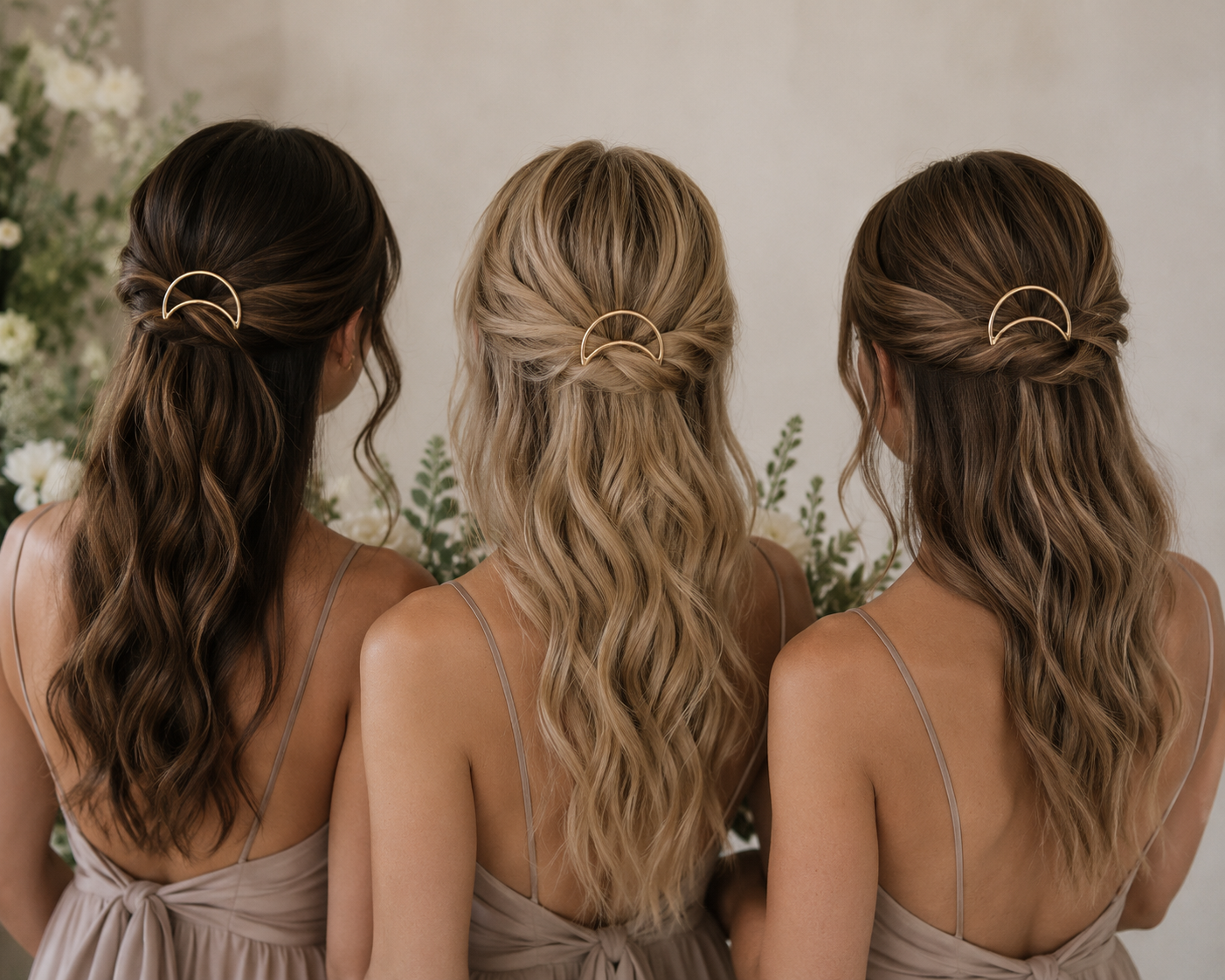 3 x Boho Crescent Moon Hair Clips
